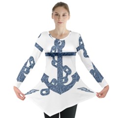 Anchor Pencil Drawing Art Long Sleeve Tunic 