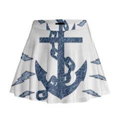 Anchor Pencil Drawing Art Mini Flare Skirt