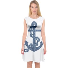 Anchor Pencil Drawing Art Capsleeve Midi Dress