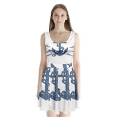 Anchor Pencil Drawing Art Split Back Mini Dress 