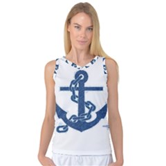 Blue Anchor Oil Painting Art Women s Basketball Tank Top by picsaspassion