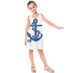 Blue Anchor Oil Painting Art Kids  Sleeveless Dress by picsaspassion