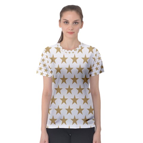 Golden Stars Pattern Women s Sport Mesh Tee by picsaspassion