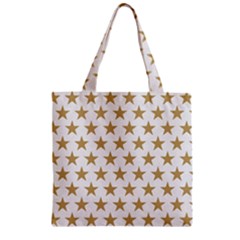 Golden Stars Pattern Zipper Grocery Tote Bag