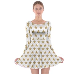 Golden Stars Pattern Long Sleeve Skater Dress