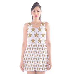 Golden Stars Pattern Scoop Neck Skater Dress