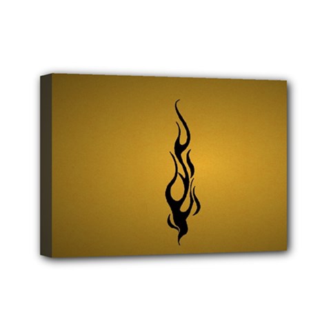 Flame Black, Golden Background Mini Canvas 7  X 5  by picsaspassion