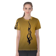 Flame Black, Golden Background Women s Cotton Tee