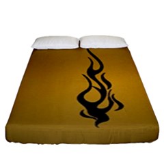 Flame Black, Golden Background Fitted Sheet (king Size)