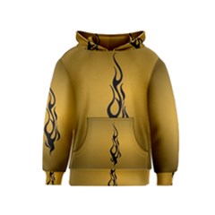 Flame Black, Golden Background Kids  Pullover Hoodie