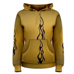 Flame Black, Golden Background Women s Pullover Hoodie