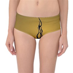 Flame Black, Golden Background Mid-waist Bikini Bottoms