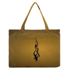 Flame Black, Golden Background Medium Zipper Tote Bag