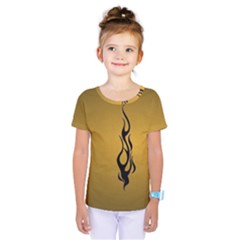 Flame Black, Golden Background Kids  One Piece Tee