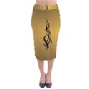 Flame black, golden background Velvet Midi Pencil Skirt View1