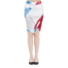 Tricolor Banner France Midi Wrap Pencil Skirt