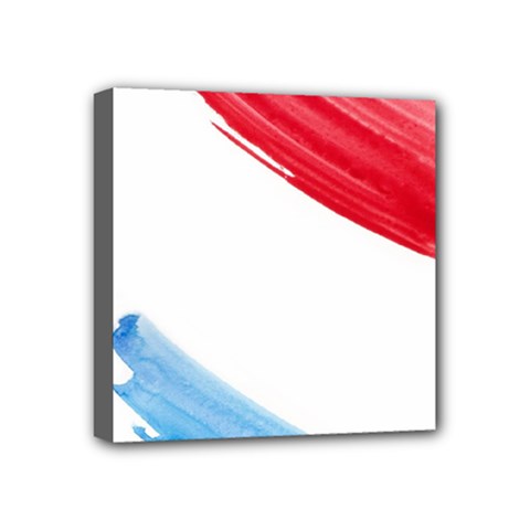 Tricolor Banner Watercolor Painting, Red Blue White Mini Canvas 4  X 4 