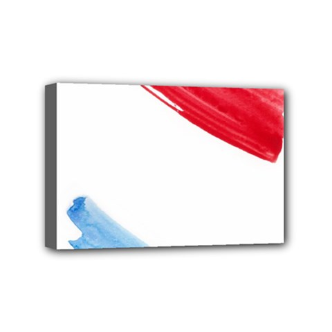 Tricolor Banner Watercolor Painting, Red Blue White Mini Canvas 6  X 4 