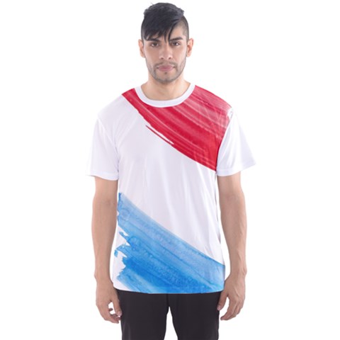 Tricolor Banner Watercolor Painting, Red Blue White Men s Sport Mesh Tee by picsaspassion