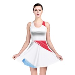 Tricolor Banner Watercolor Painting, Red Blue White Reversible Skater Dress