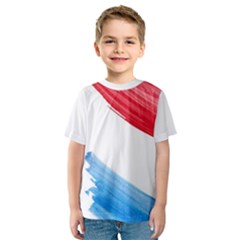 Tricolor Banner Watercolor Painting, Red Blue White Kids  Sport Mesh Tee