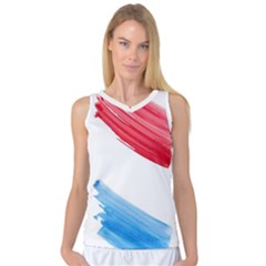 Tricolor Banner Watercolor Painting, Red Blue White Women s Basketball Tank Top by picsaspassion