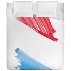 Tricolor Banner Watercolor Painting, Red Blue White Duvet Cover Double Side (california King Size)