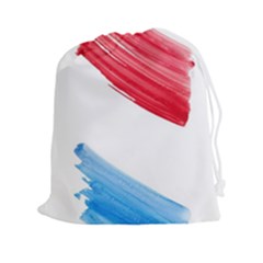 Tricolor Banner Watercolor Painting, Red Blue White Drawstring Pouches (xxl) by picsaspassion