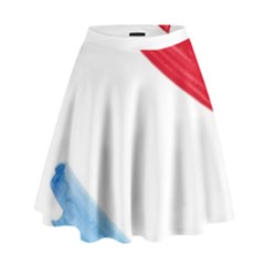 Tricolor Banner Watercolor Painting, Red Blue White High Waist Skirt by picsaspassion