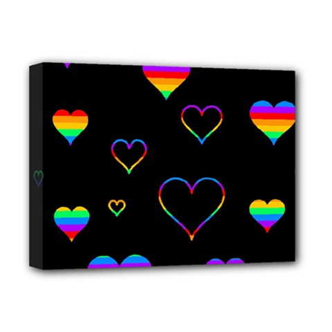 Rainbow Harts Deluxe Canvas 16  X 12   by Valentinaart