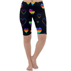 Rainbow Harts Cropped Leggings  by Valentinaart