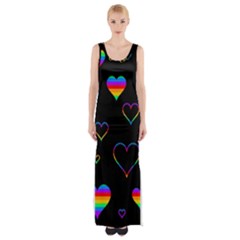 Rainbow Harts Maxi Thigh Split Dress by Valentinaart