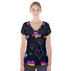 Rainbow Harts Short Sleeve Front Detail Top