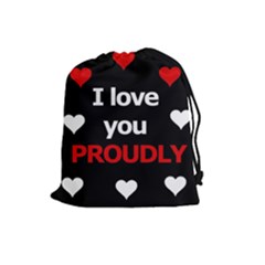 I Love You Proudly Drawstring Pouches (large) 