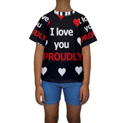 I Love You Proudly Kids  Short Sleeve Swimwear