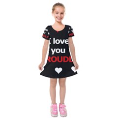 I Love You Proudly Kids  Short Sleeve Velvet Dress