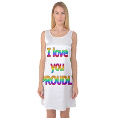 I Love You Proudly 2 Sleeveless Satin Nightdress by Valentinaart