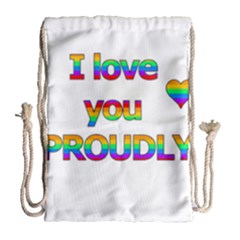 I Love You Proudly 2 Drawstring Bag (large)