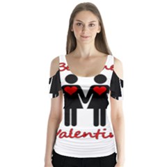 Be My Valentine 2 Butterfly Sleeve Cutout Tee 