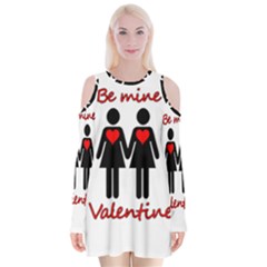 Be My Valentine 2 Velvet Long Sleeve Shoulder Cutout Dress by Valentinaart