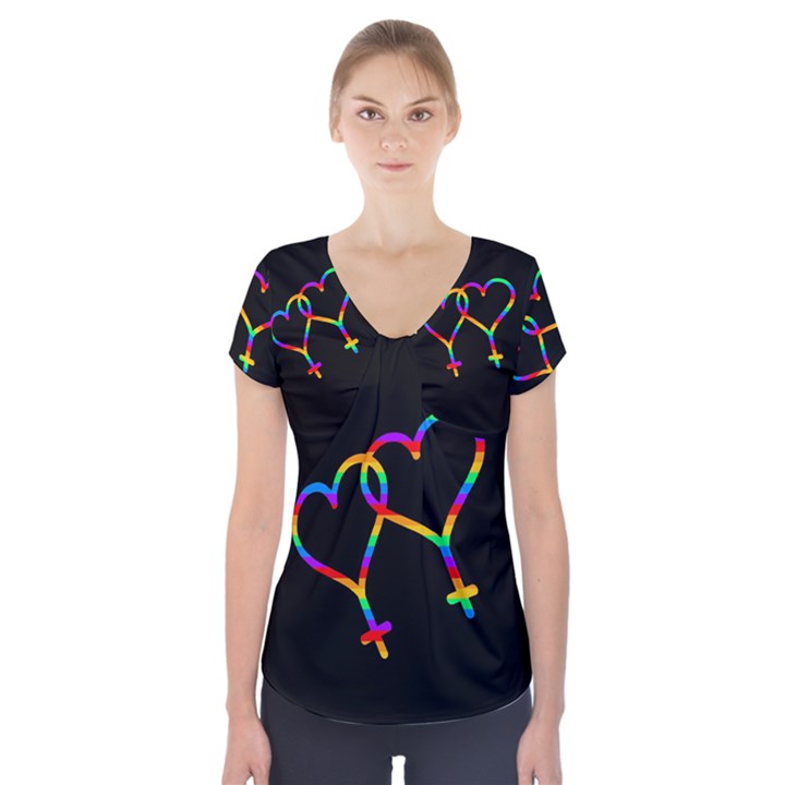 Love is love Short Sleeve Front Detail Top