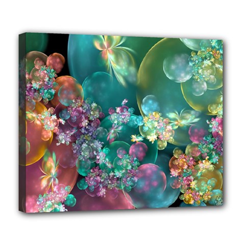 Butterflies, Bubbles, And Flowers Deluxe Canvas 24  X 20   by WolfepawFractals