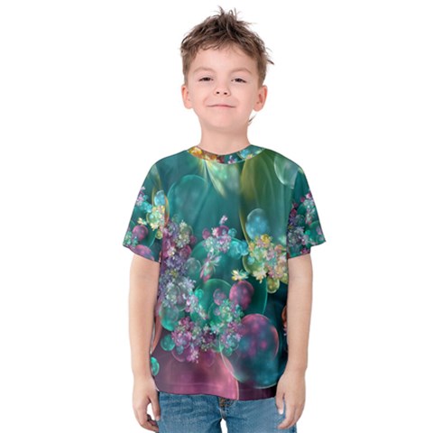 Butterflies, Bubbles, And Flowers Kids  Cotton Tee by WolfepawFractals