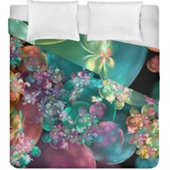 Butterflies, Bubbles, And Flowers Duvet Cover Double Side (king Size) by WolfepawFractals