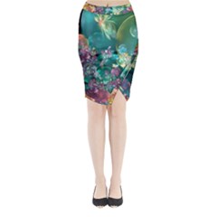 Butterflies, Bubbles, And Flowers Midi Wrap Pencil Skirt by WolfepawFractals