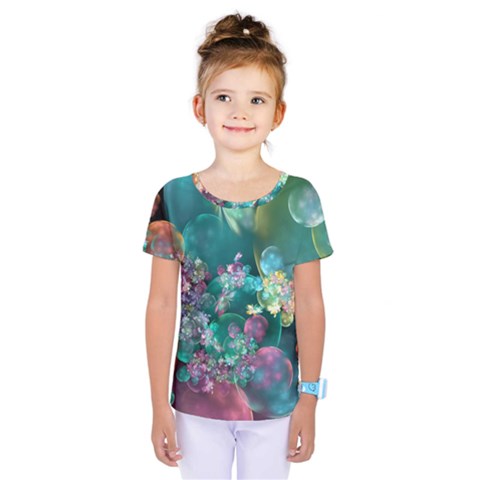 Butterflies, Bubbles, And Flowers Kids  One Piece Tee by WolfepawFractals