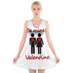 Be Mine Valentine V-neck Sleeveless Skater Dress by Valentinaart