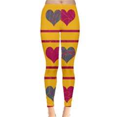 Decorative Harts Pattern Leggings  by Valentinaart