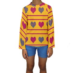 Decorative Harts Pattern Kids  Long Sleeve Swimwear by Valentinaart