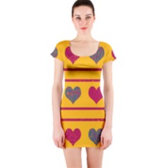 Decorative Harts Pattern Short Sleeve Bodycon Dress by Valentinaart